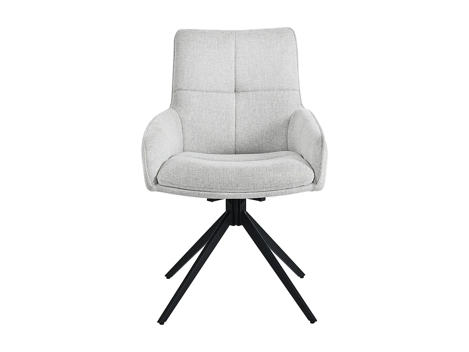 Lot de 4 chaises pivotantes - 48 x 45 x 87.5 cm - avec coussins d'assise + repose-pieds réglables - lin + métal - gris