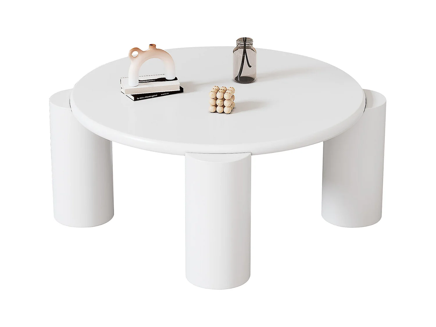 Table basse nuage - 70 x 70 x 39.5 cm - avec 4 pieds robustes - MDF - blanc