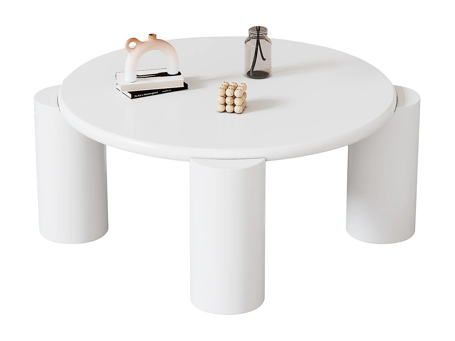 Table basse nuage - 70 x 70 x 39.5 cm - avec 4 pieds robustes - MDF - blanc
