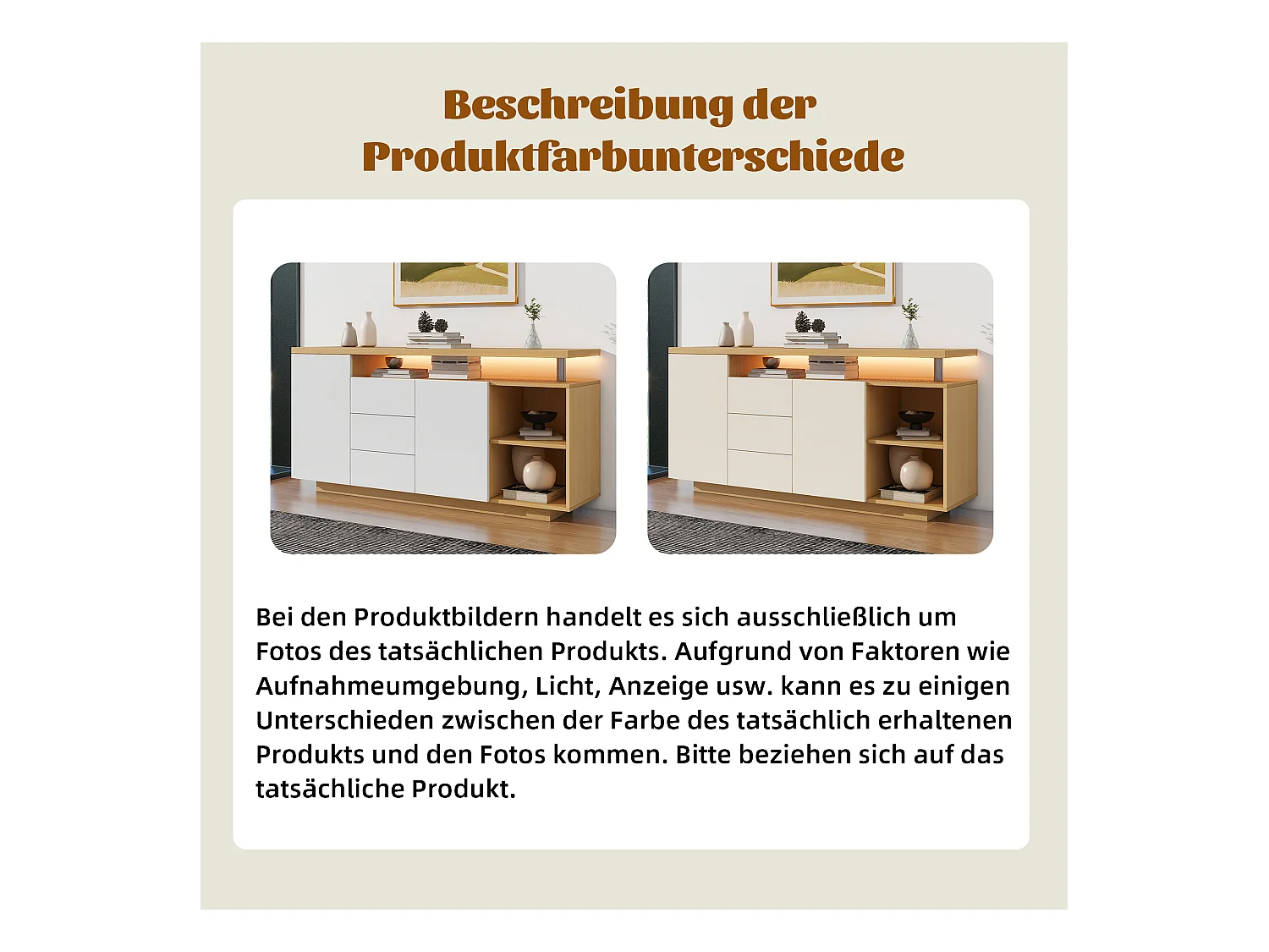 Buffet multifonction - 140 x 40 x 70 cm - avec 2 portes + 3 tiroirs + Leds - aggloméré - blanc