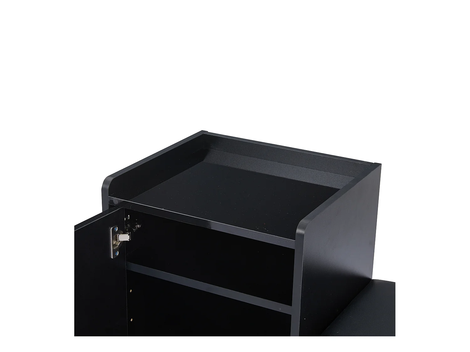 Meuble à chaussures - 120 x 35 x 71.5 cm - avec assise rembourrée + rangements - aggloméré - noir