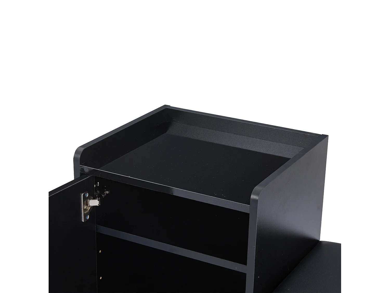 Meuble à chaussures - 120 x 35 x 71.5 cm - avec assise rembourrée + rangements - aggloméré - noir