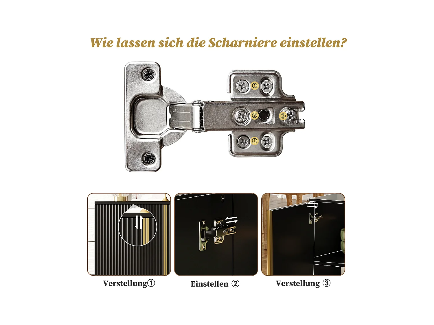 Buffet moderne - 150 x 47.5 x 80 cm - avec 4 portes - pieds métalliques réglables - MDF - noir