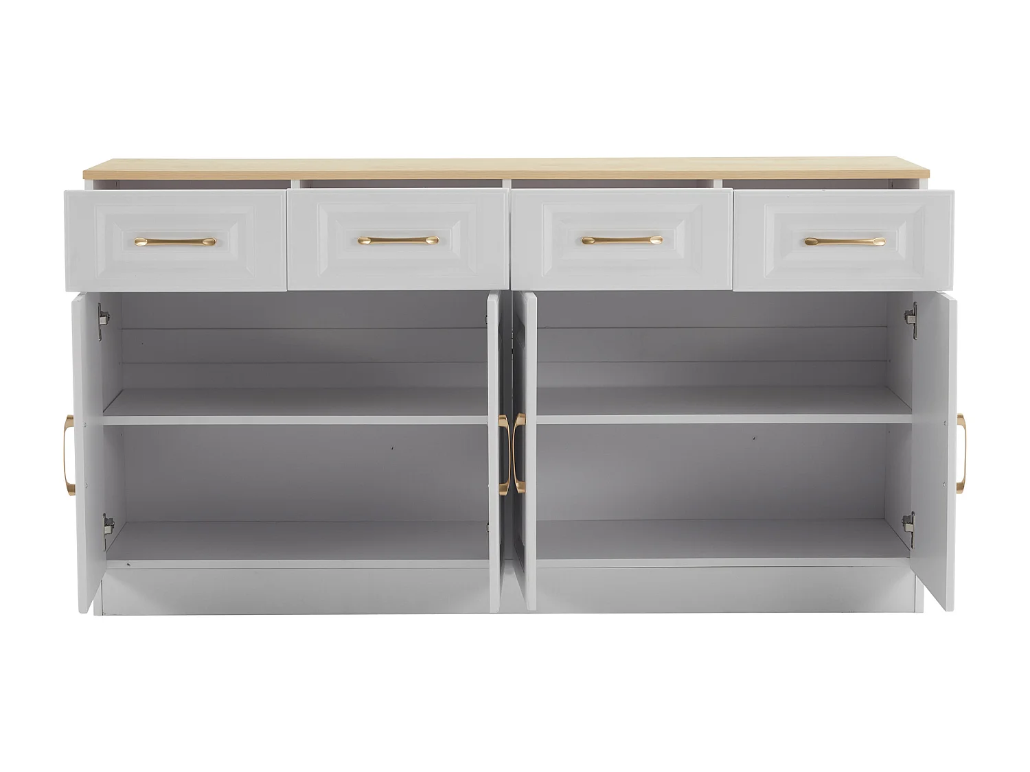 Aparador moderno - 140 x 40 x 75 cm - com 4 gavetas + 4 portas - para sala de jantar e sala de estar - aglomerado - branco