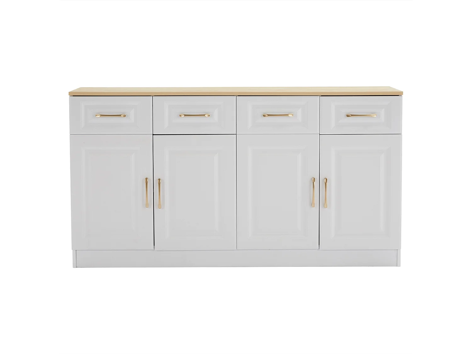 Aparador moderno - 140 x 40 x 75 cm - com 4 gavetas + 4 portas - para sala de jantar e sala de estar - aglomerado - branco