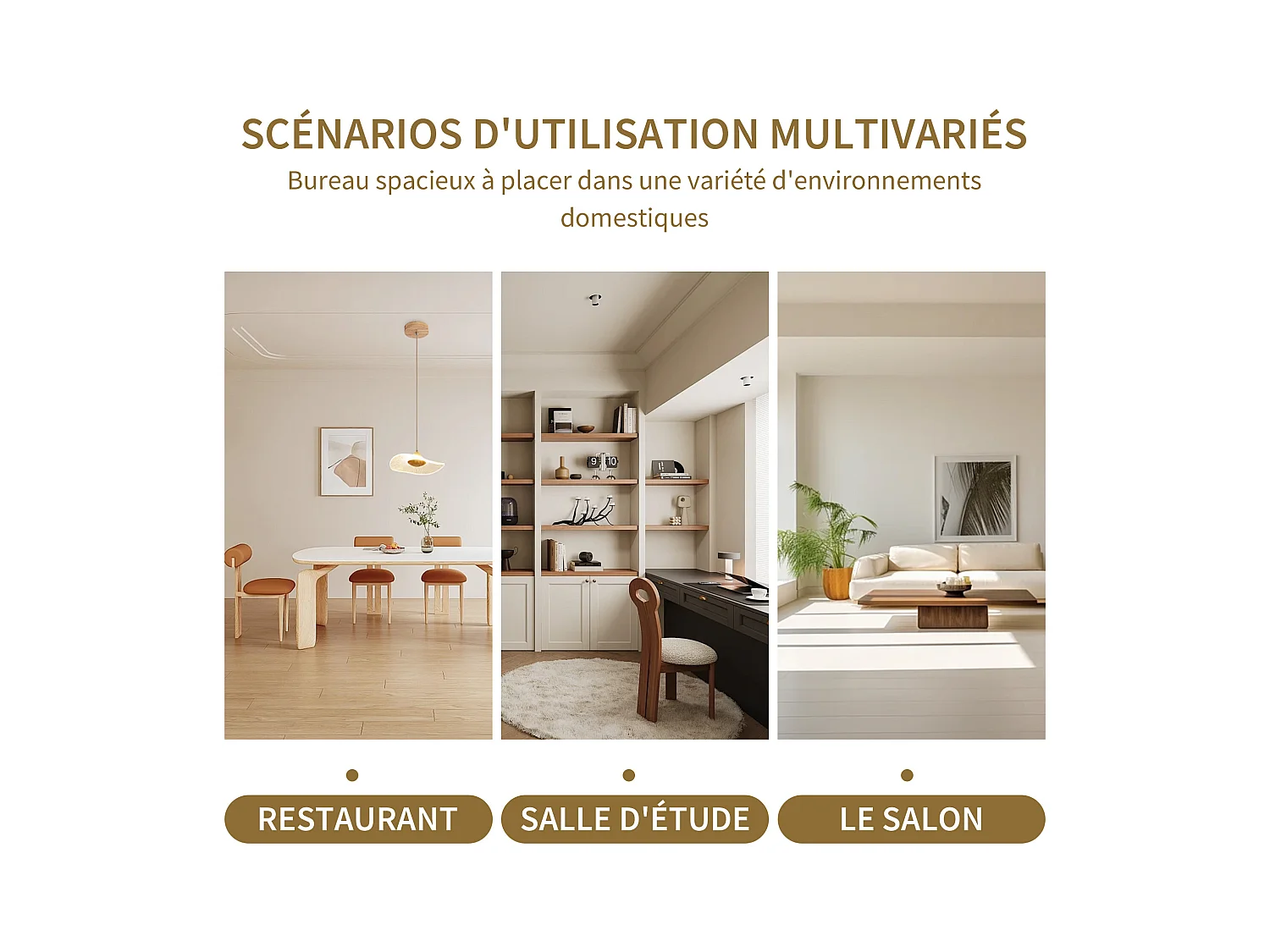 5er-Set Esstische und Stühle – 139 x 80 x 75 cm + 44 x 46 x 86 cm – Tisch mit goldenen Beinen – MDF – Grau