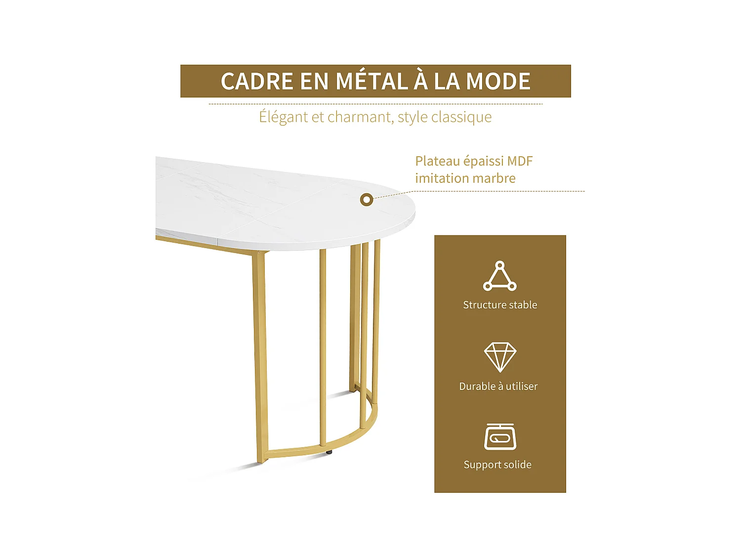 5er-Set Esstische und Stühle – 139 x 80 x 75 cm + 44 x 46 x 86 cm – Tisch mit goldenen Beinen – MDF – Grau