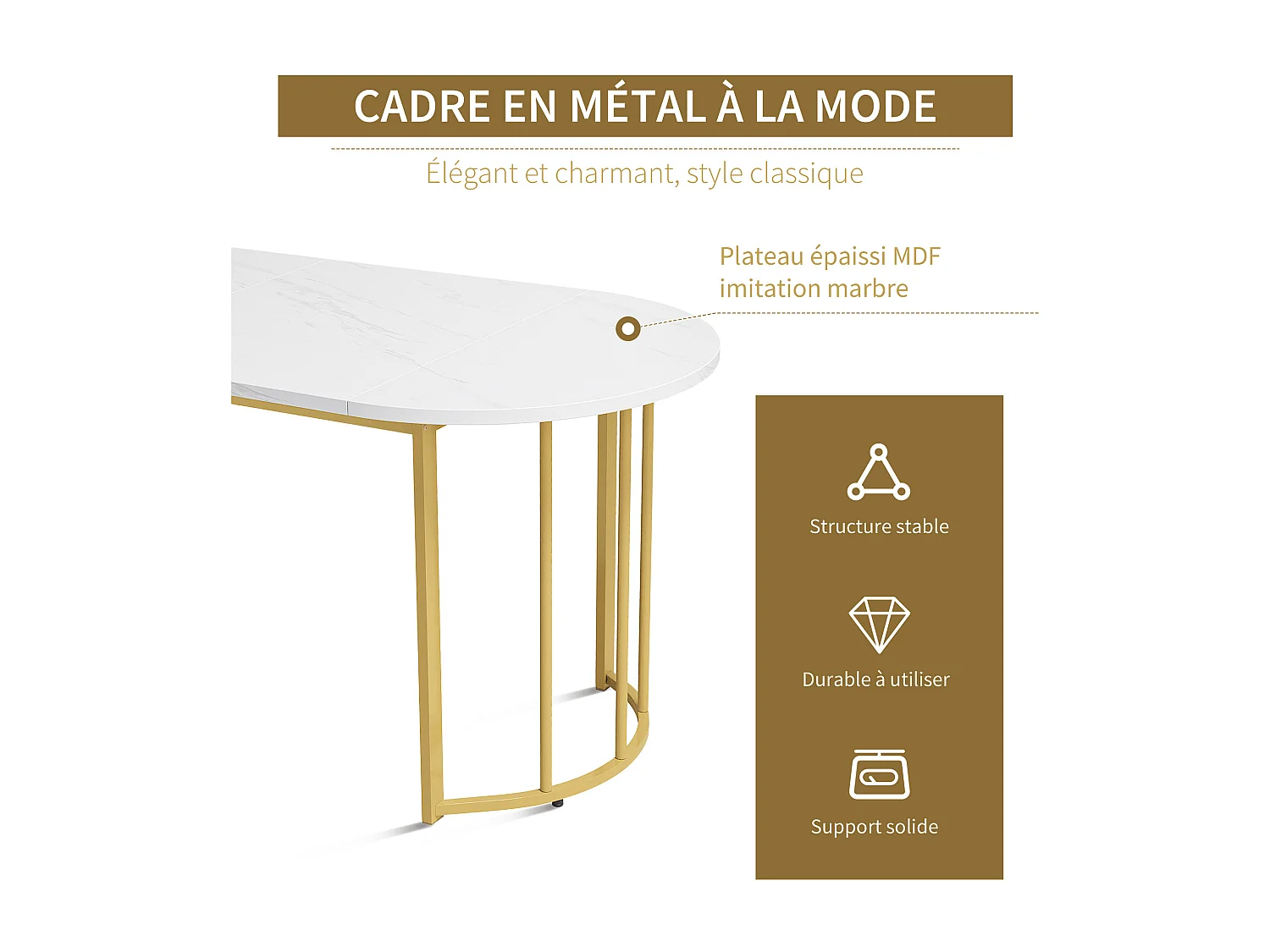 Lot de 5 table à manger et chaises - 139 x 80 x 75 cm + 44 x 46 x 86 cm - table avec pieds doré - MDF - gris