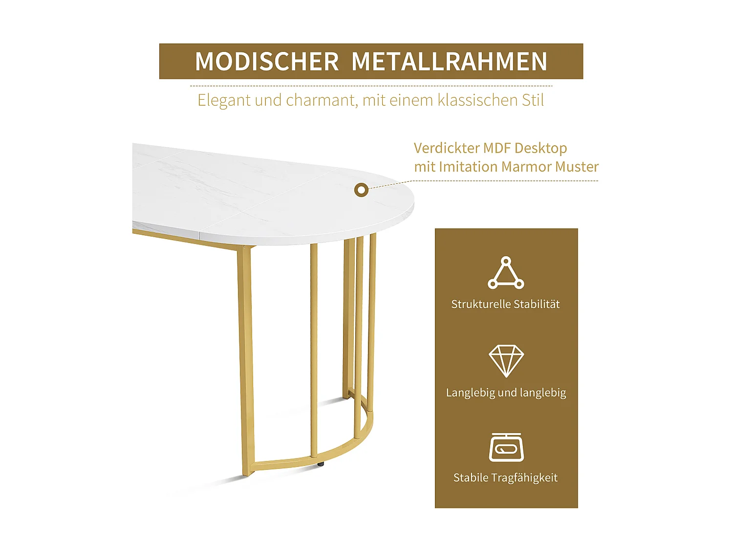 Lot de 5 table à manger et chaises - 139 x 80 x 75 cm + 44 x 46 x 86 cm - table avec pieds doré - MDF - gris
