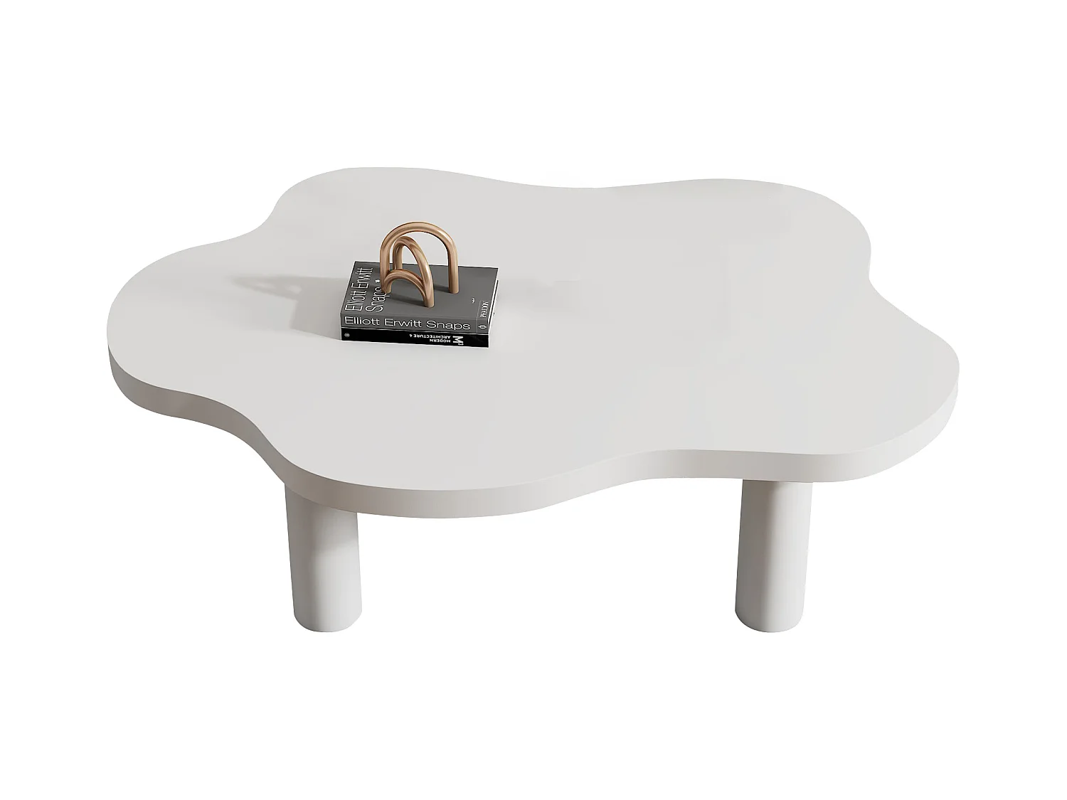 Table basse nuage - 100.5 x 69. 5 x 41.5 - irrégulière pour l'intérieur - table d'appoint à trois pieds - MDF -blanc