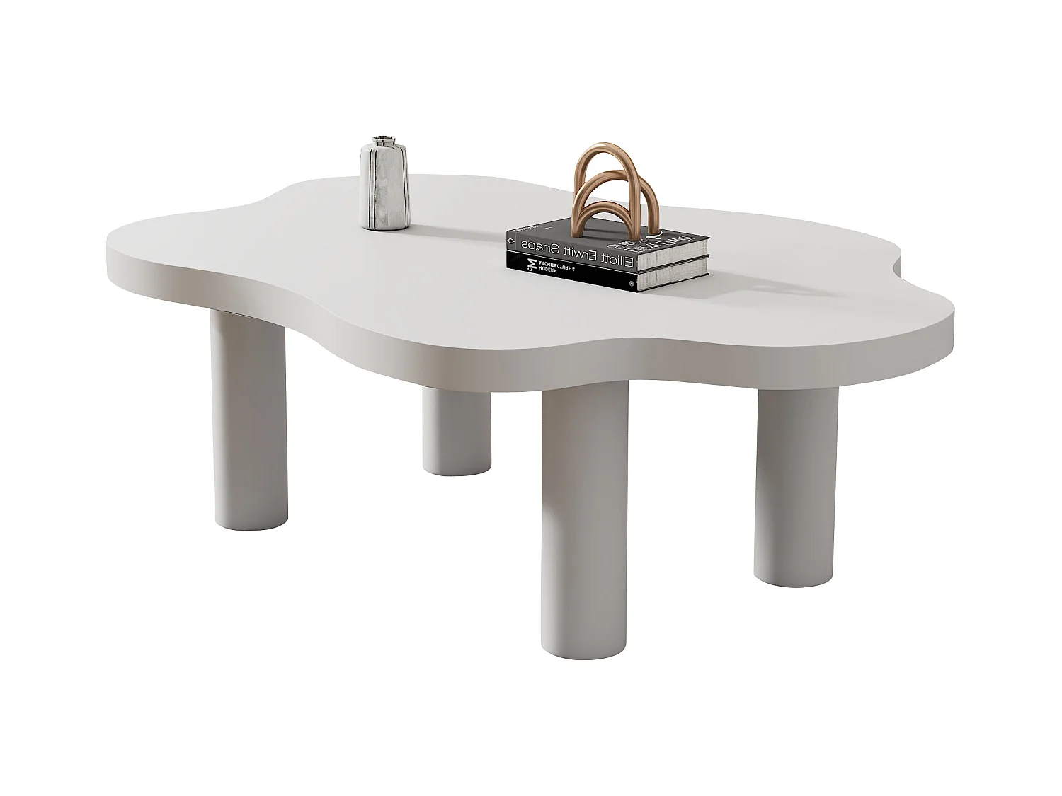 Table basse nuage - 100.5 x 69. 5 x 41.5 - irrégulière pour l'intérieur - table d'appoint à trois pieds - MDF -blanc