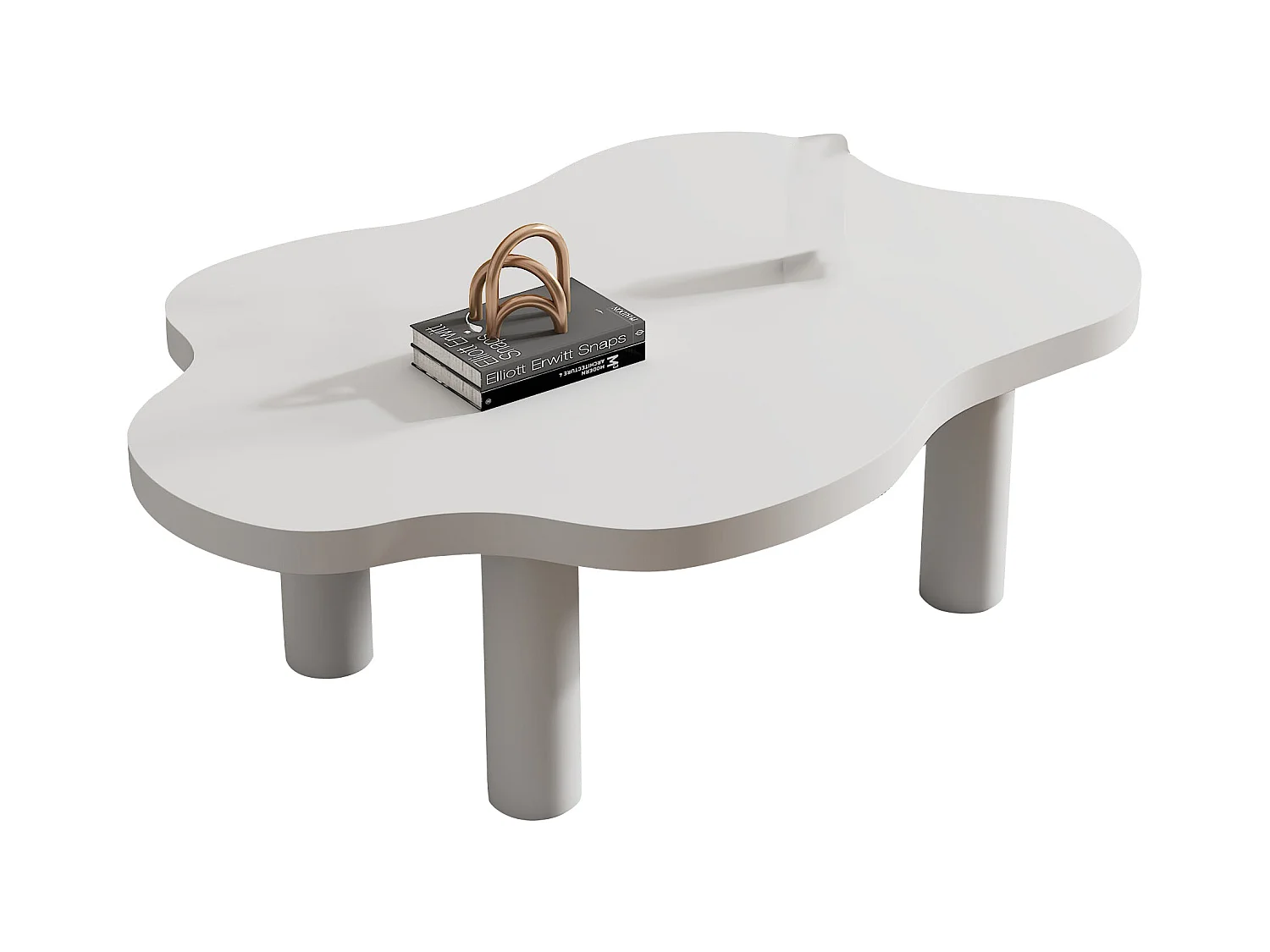 Table basse nuage - 100.5 x 69. 5 x 41.5 - irrégulière pour l'intérieur - table d'appoint à trois pieds - MDF -blanc