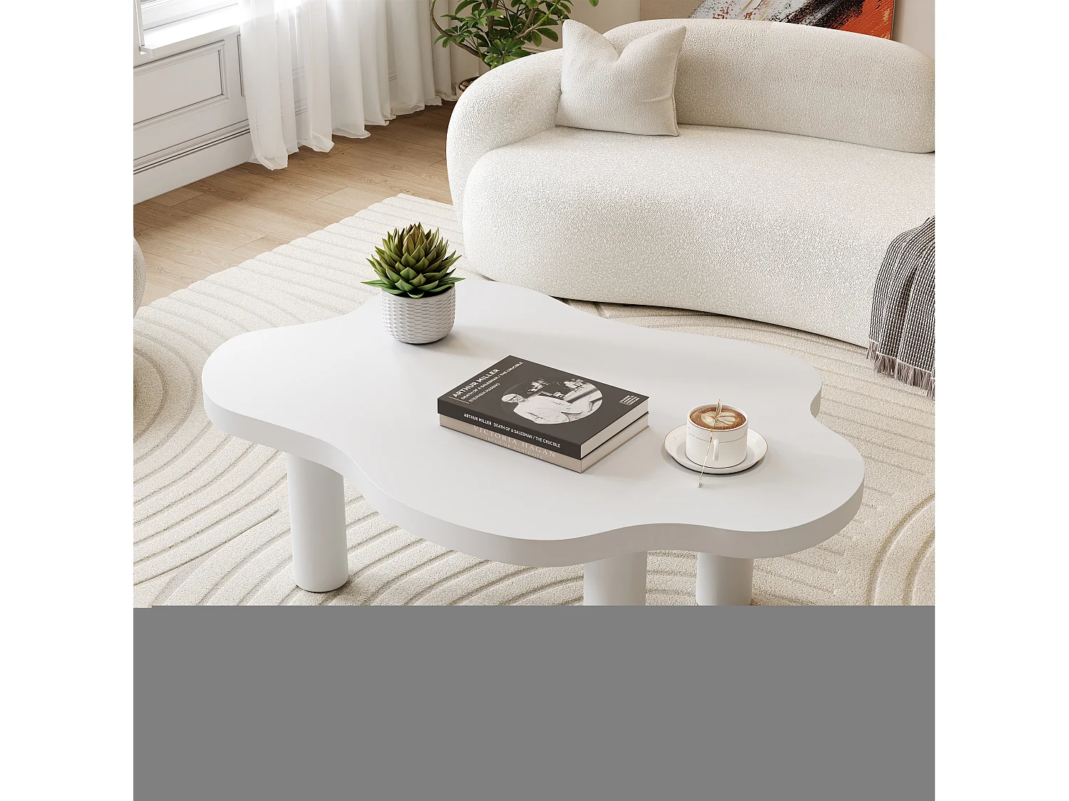 Wolk salontafel - 100,5 x 69,5 x 41,5 - onregelmatig voor binnengebruik - driepoot bijzettafel - MDF - wit