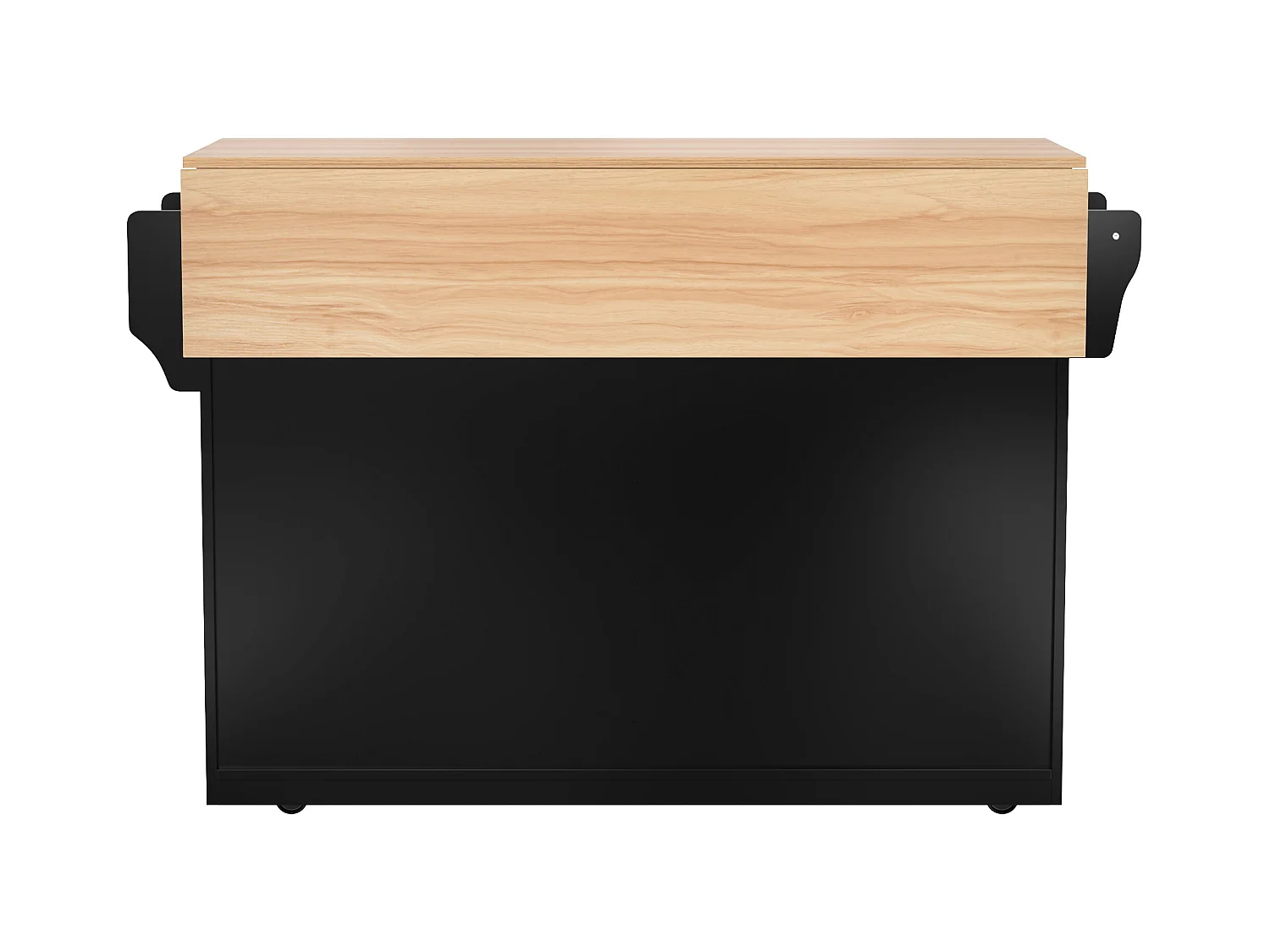 Îlot central - 120 x 46 (70) x 91 cm - plateau rabattable + roulettes et pieds interchangeables - MDF - noir