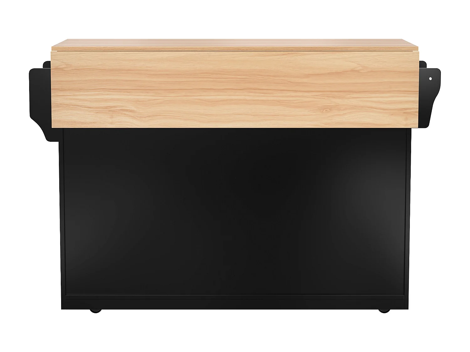 Îlot central - 120 x 46 (70) x 91 cm - plateau rabattable + roulettes et pieds interchangeables - MDF - noir