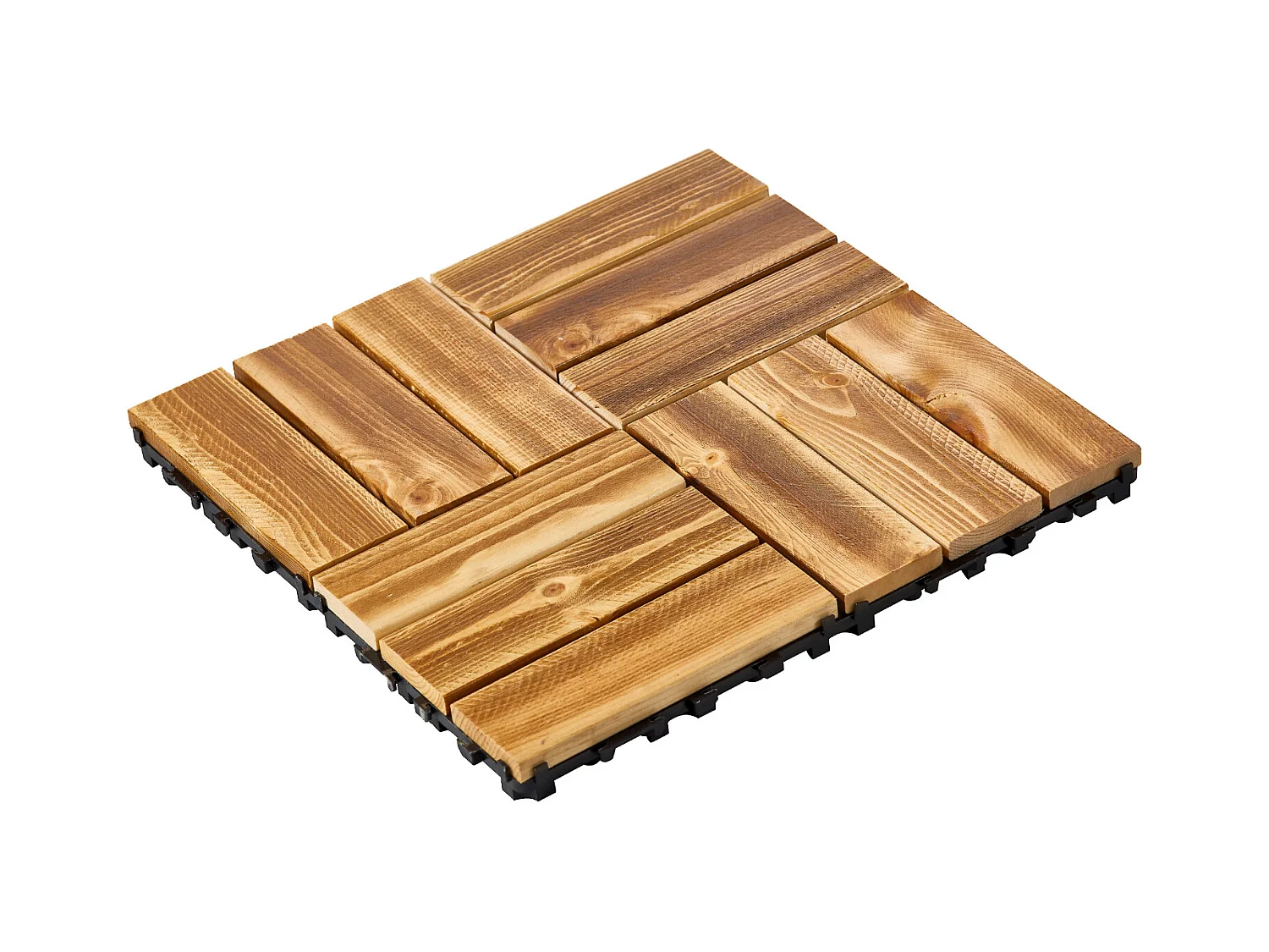 Dalles de Terrasses, SucceBuy Dalles de Terrasse Emboîtables en Bois Massif, Lot de 10, 30 × 30 cm en Pin Camphré pour Porche