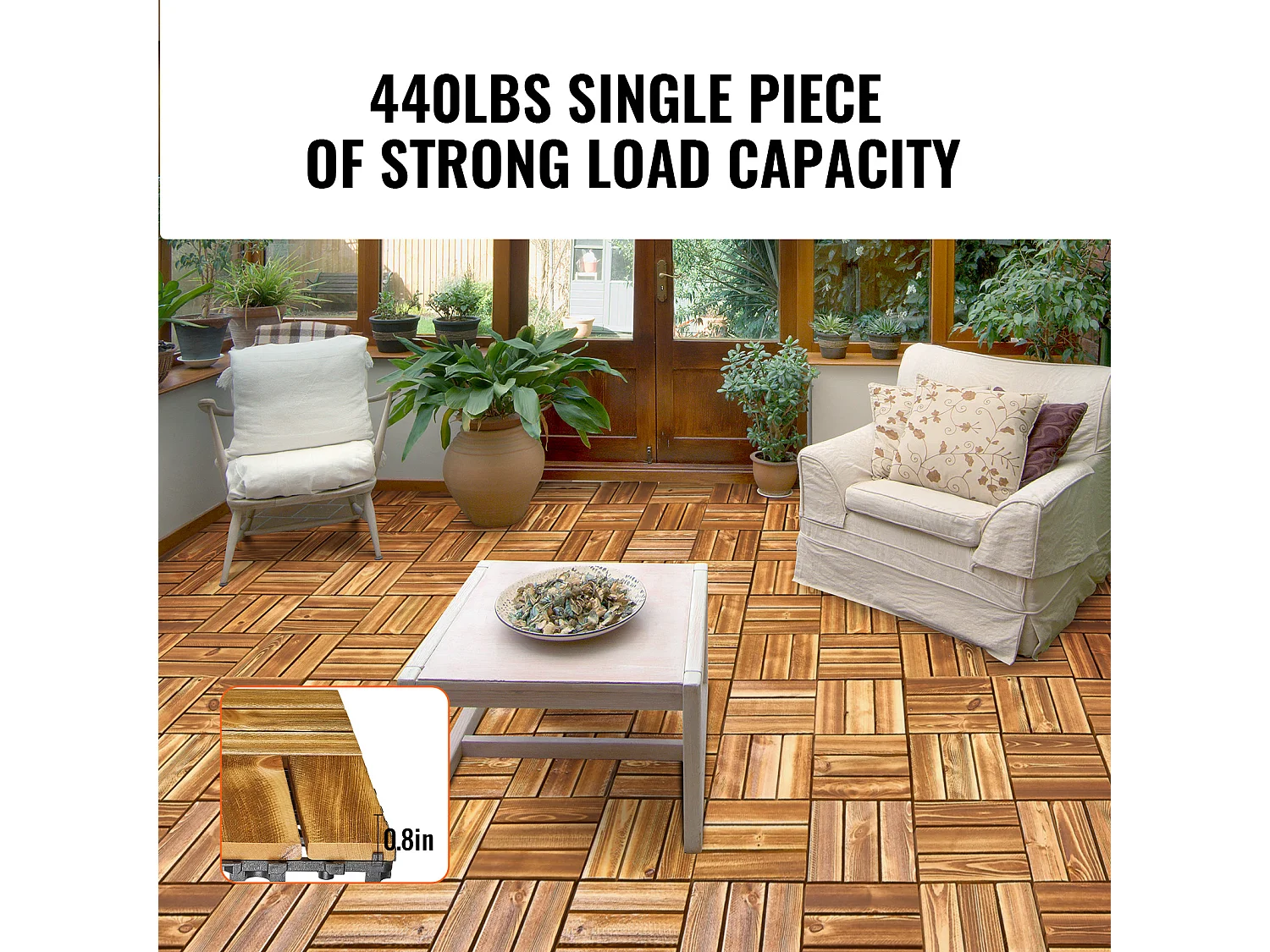 Dalles de Terrasses, SucceBuy Dalles de Terrasse Emboîtables en Bois Massif, Lot de 10, 30 × 30 cm en Pin Camphré pour Porche