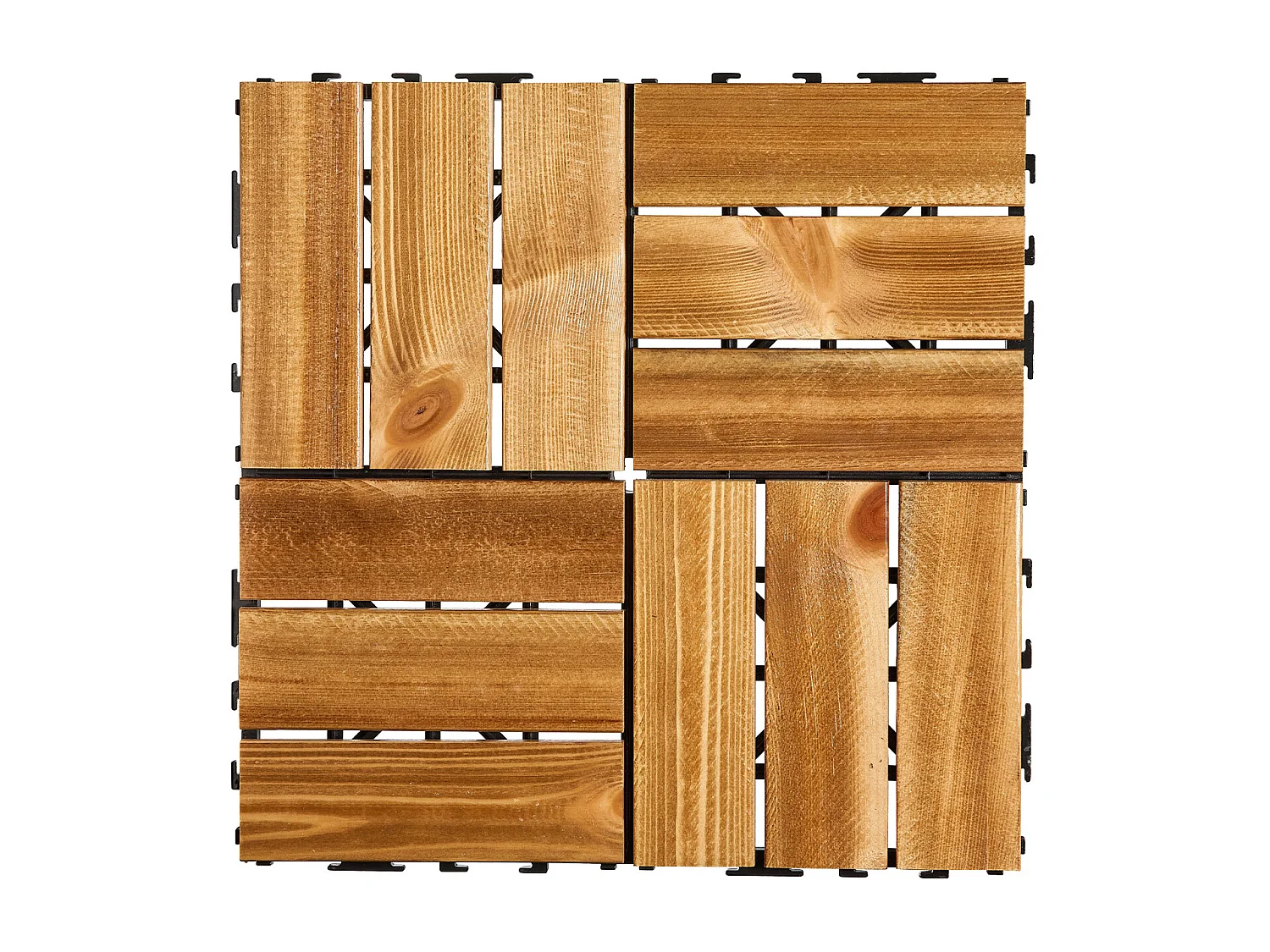 Dalles de Terrasses, SucceBuy Dalles de Terrasse Emboîtables en Bois Massif, Lot de 10, 30 × 30 cm en Pin Camphré pour Porche