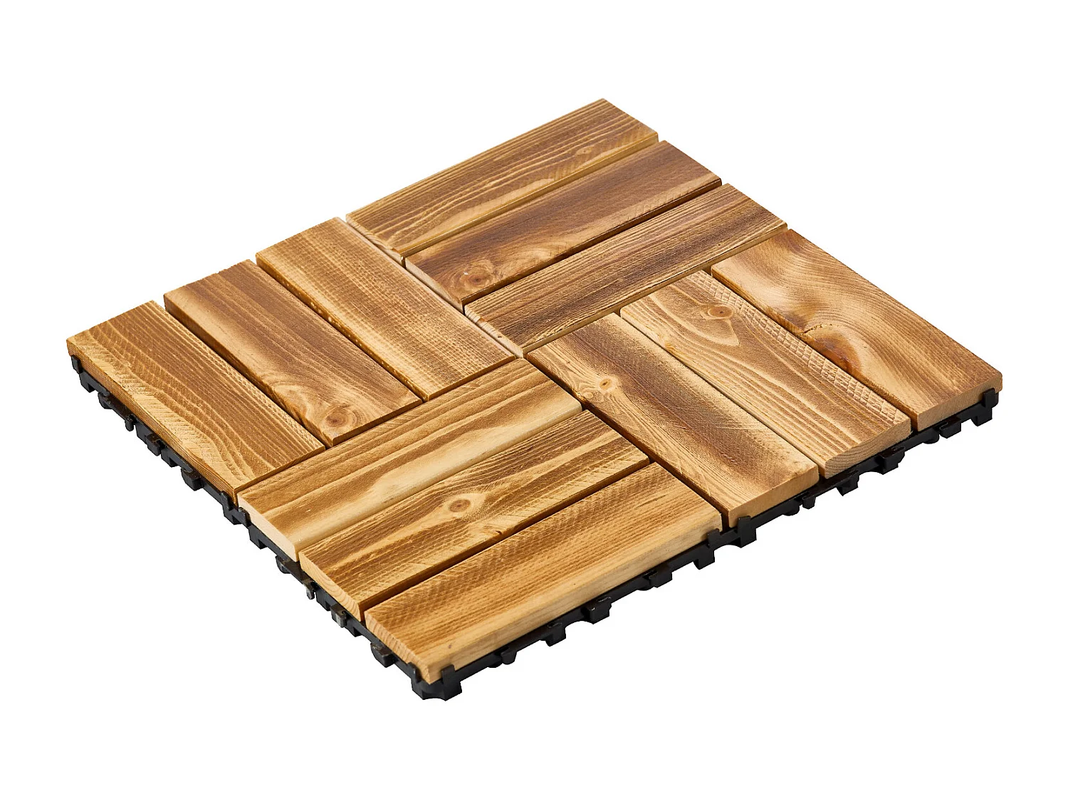 Dalles de Terrasses, SucceBuy Dalles de Terrasse Emboîtables en Bois Massif, Lot de 10, 30 × 30 cm en Pin Camphré pour Porche