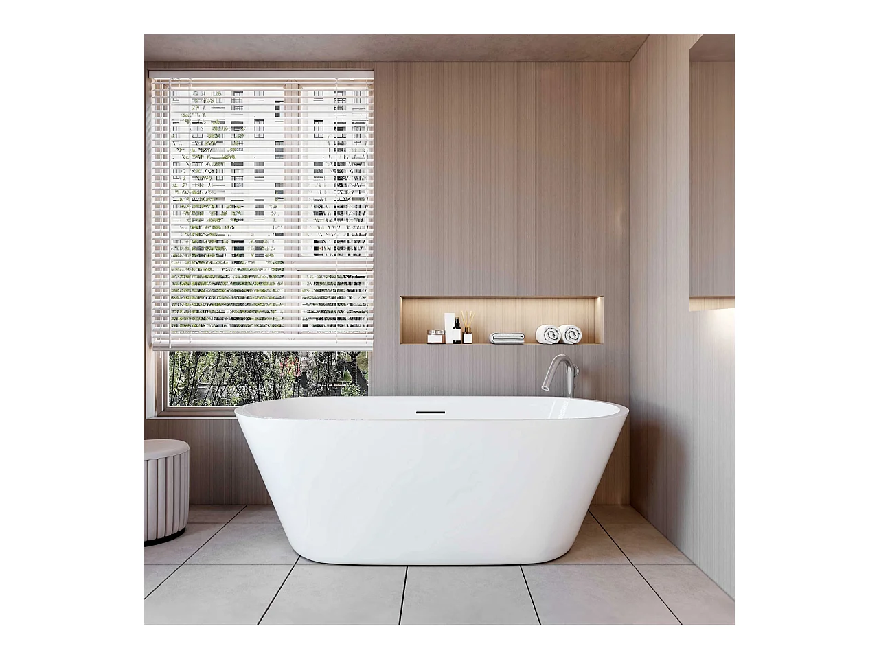 Vasca da Bagno a Isola Vasca da Bagno Freestanding in Acrilico da 170x80x58 cm, Colore Bianco, Forma Ovale