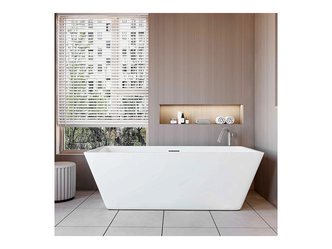 Vasca da Bagno a Isola Vasca da Bagno Freestanding in Acrilico da 170x80x58 cm, Colore Bianco, Forma Rettangolare