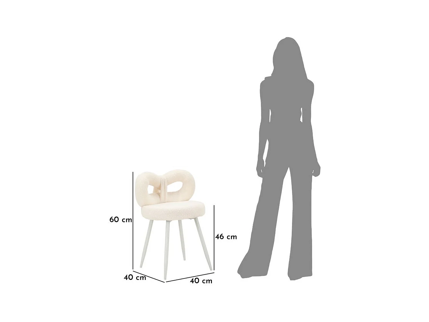 Chaise Noeud, Blanc, 40x40x67 cm, Epikasa