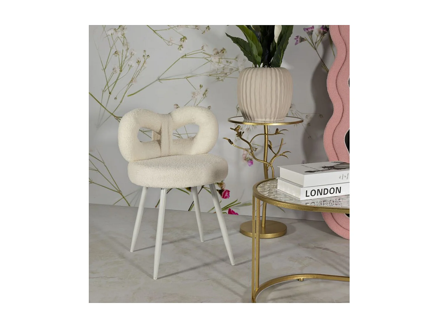 Krzesło Wstążka, Biały, 40x40x67 cm, Seven Design