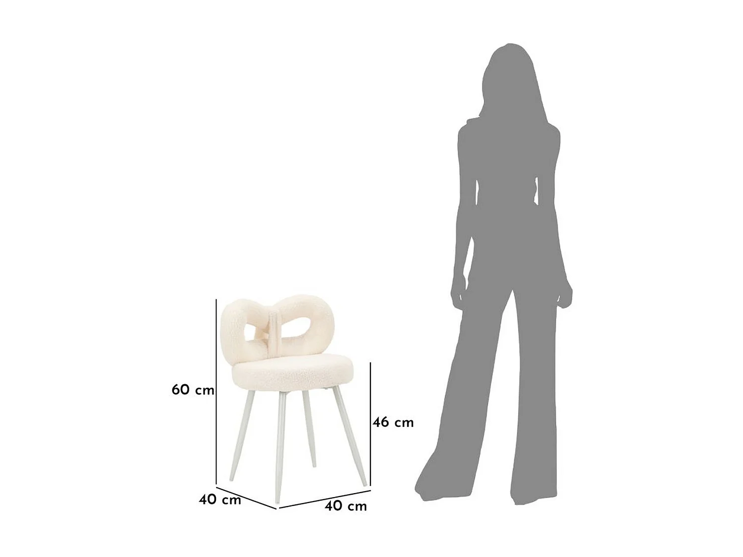 Krzesło Wstążka, Biały, 40x40x67 cm, Seven Design