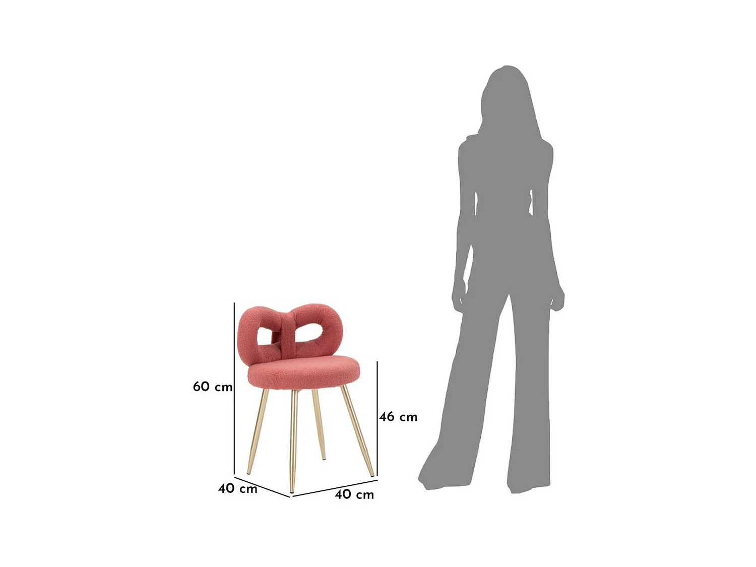 Chaise Noeud 1, Rose, 40x40x67 cm, Seven Design