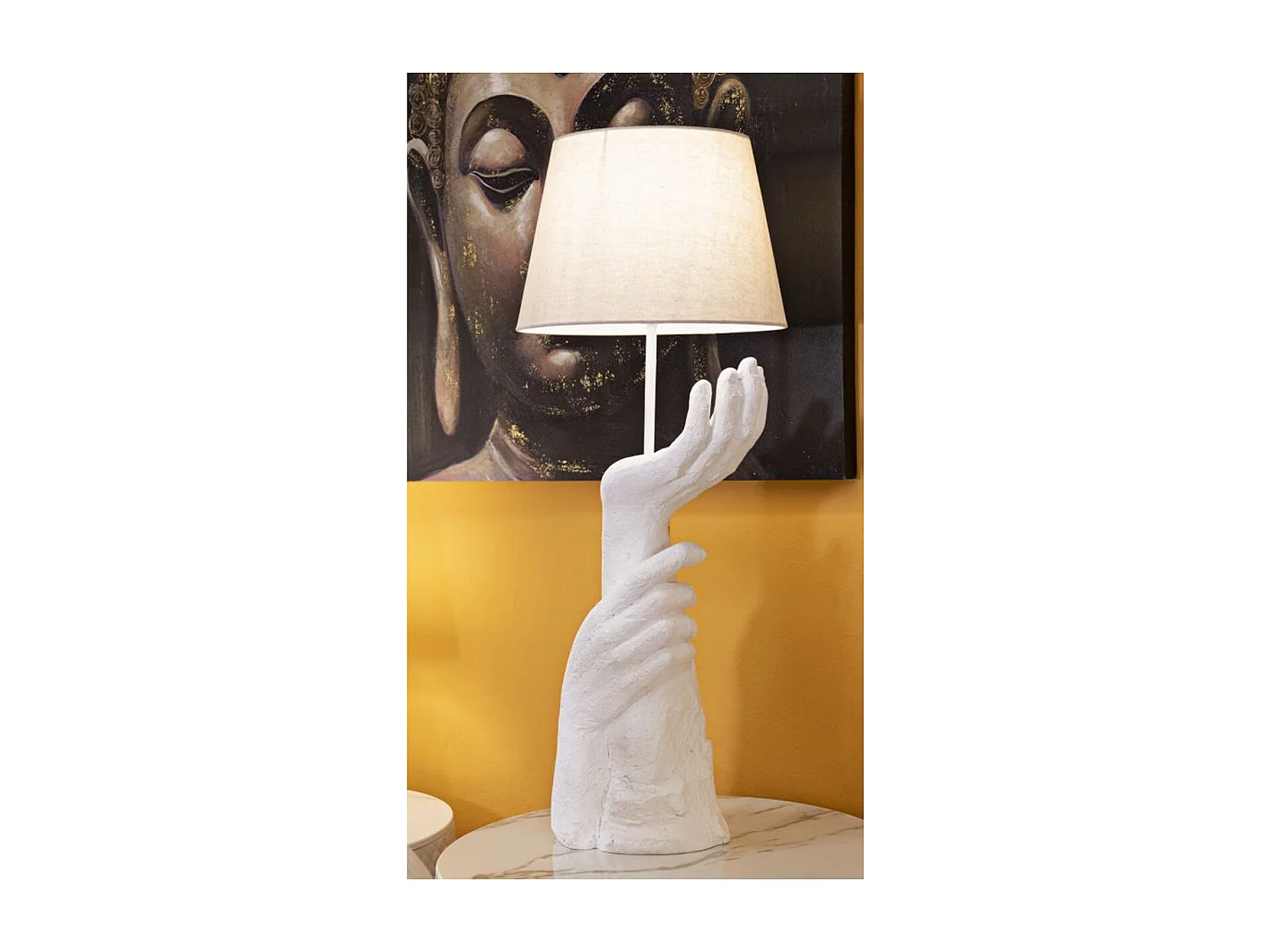 Lampe à Poser Mains, Blanc, 35x35x93 cm, Seven Design