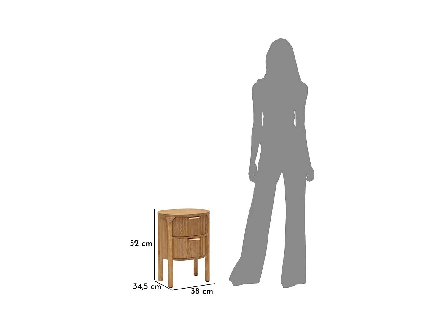 Table de Chevet MF754, Marron, 38x34,5x52 cm, Seven Design