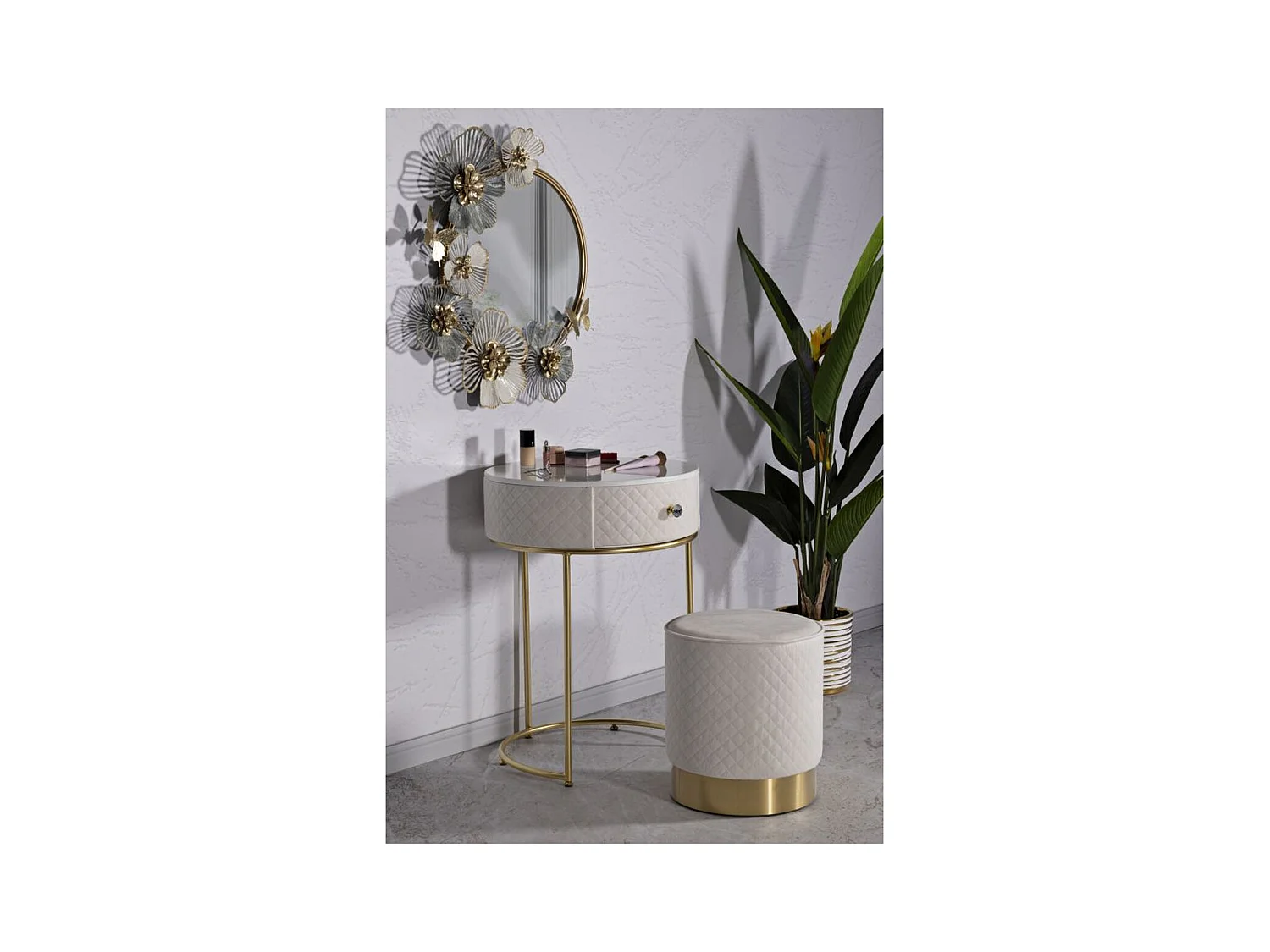 Comodino MF755, Beige, 52x52x70 cm, Epikasa