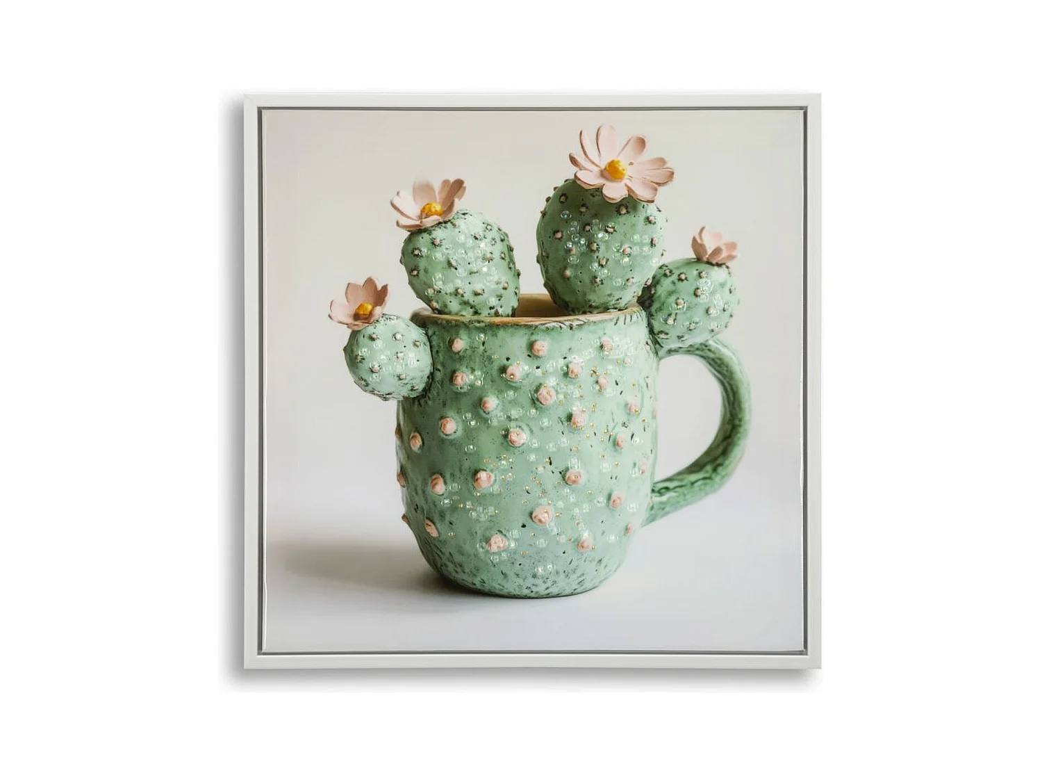Impression sur Toile avec Cadre Cactus 4, Multicouleur, 40x2,8x40 cm, Seven Design