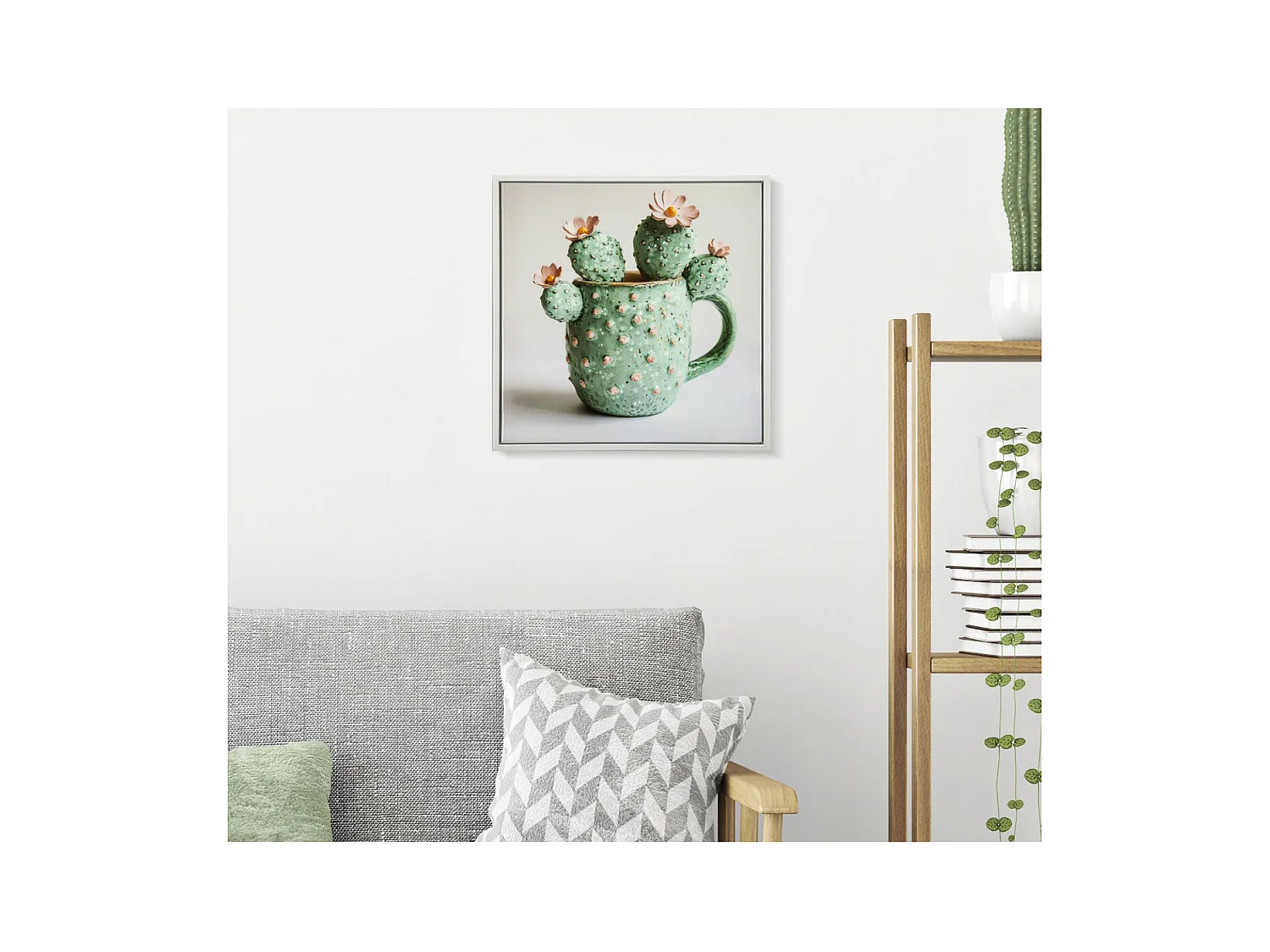 Impression sur Toile avec Cadre Cactus 4, Multicouleur, 40x2,8x40 cm, Seven Design