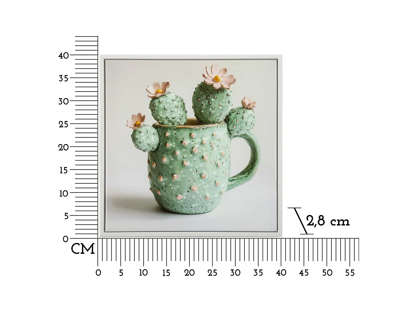 Impression sur Toile avec Cadre Cactus 4, Multicouleur, 40x2,8x40 cm, Seven Design