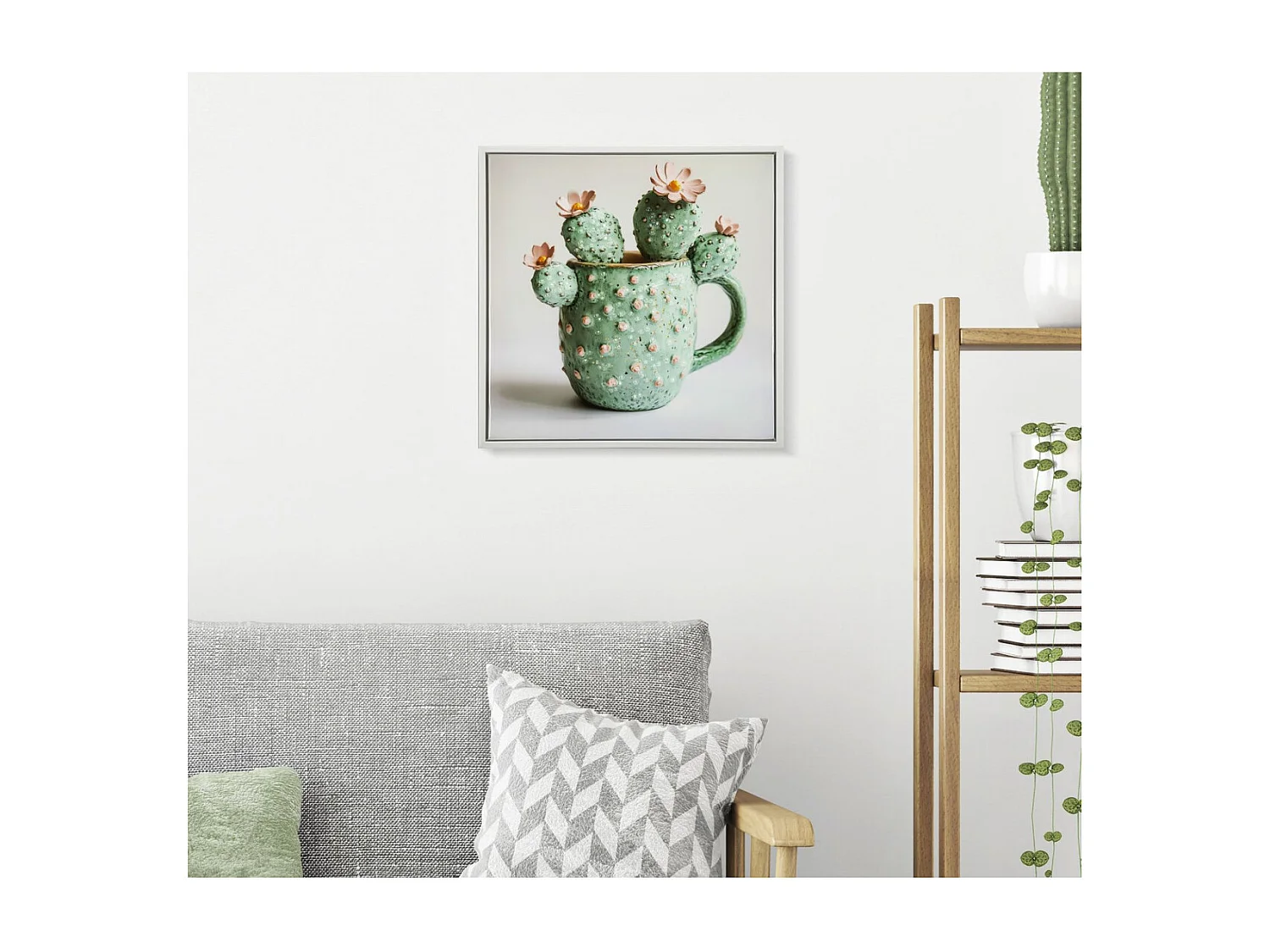 Wydruk na Płótnie z Ramą Kaktus 4, Wielokolorowy, 40x2,8x40 cm, Seven Design