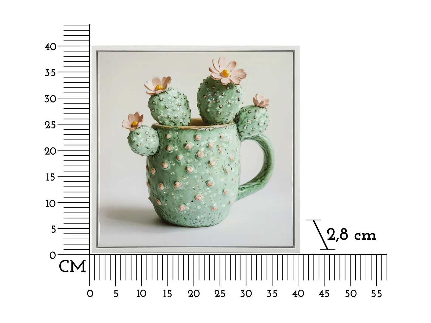 Wydruk na Płótnie z Ramą Kaktus 4, Wielokolorowy, 40x2,8x40 cm, Seven Design