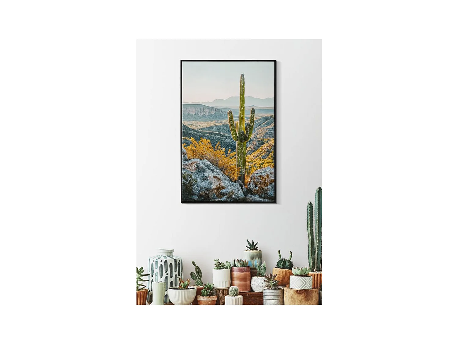 Impression sur Toile avec Cadre Cactus 1, Multicouleur, 60x4x90 cm, Seven Design