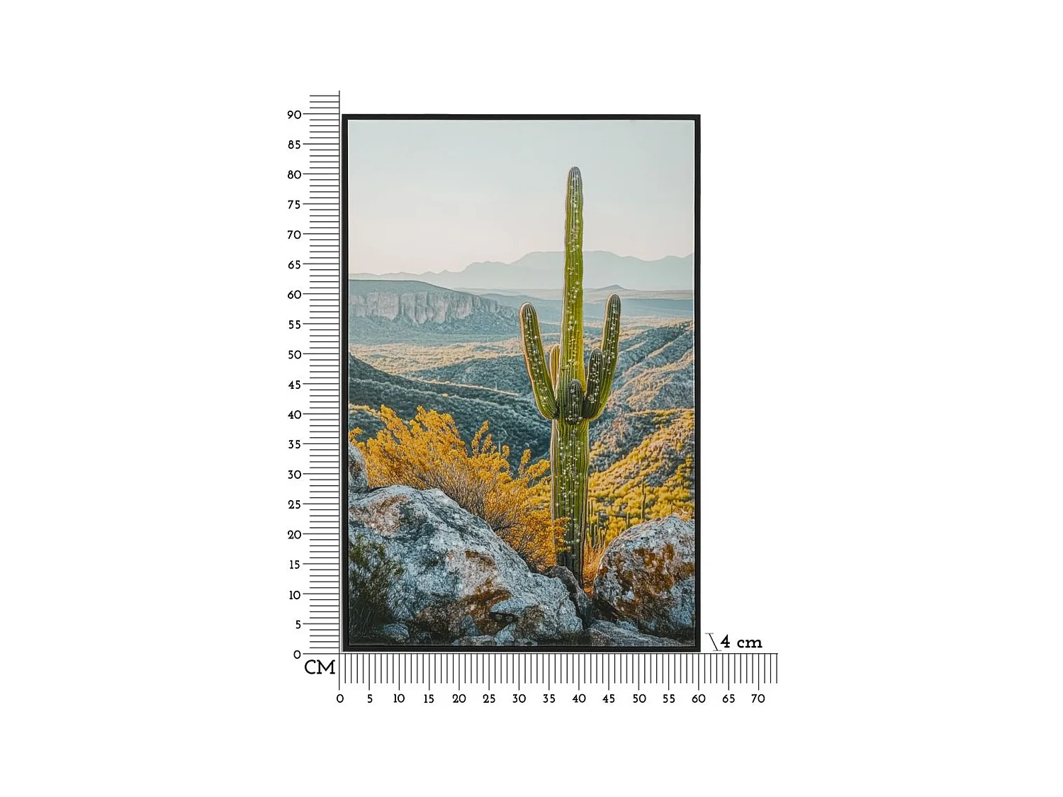 Impression sur Toile avec Cadre Cactus 1, Multicouleur, 60x4x90 cm, Seven Design