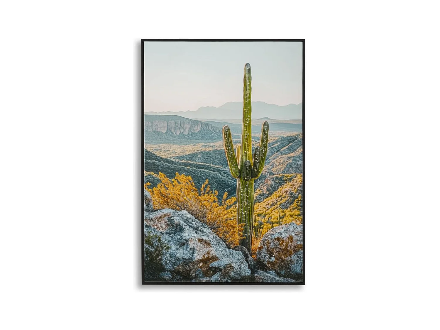 Afdrukken op Canvas met Lijst Cactus 1, Veelkleurig, 60x4x90 cm, Epikasa