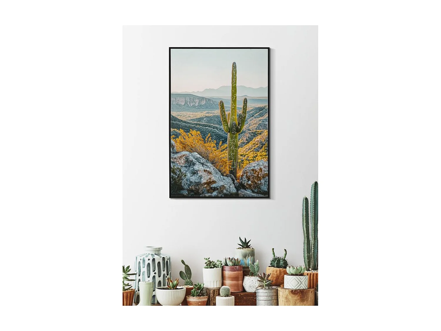 Wydruk na Płótnie z Ramą Kaktus 1, Wielokolorowy, 60x4x90 cm, Seven Design