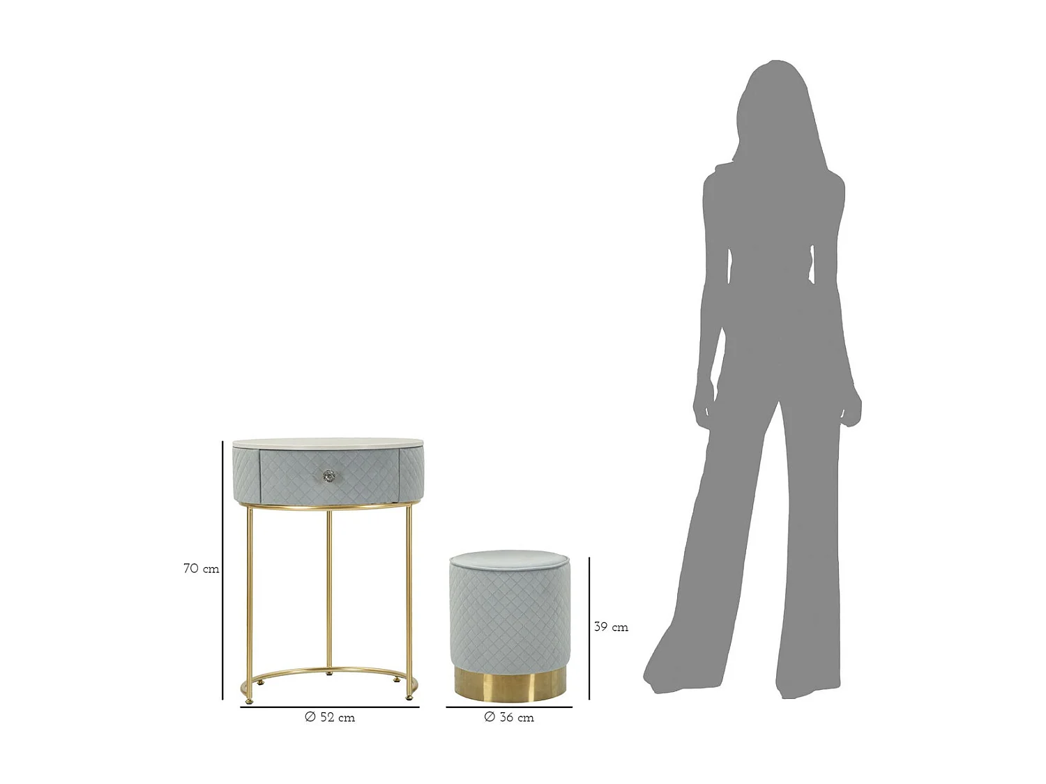 Comodino MF757, Blu, 52x52x70 cm, Epikasa