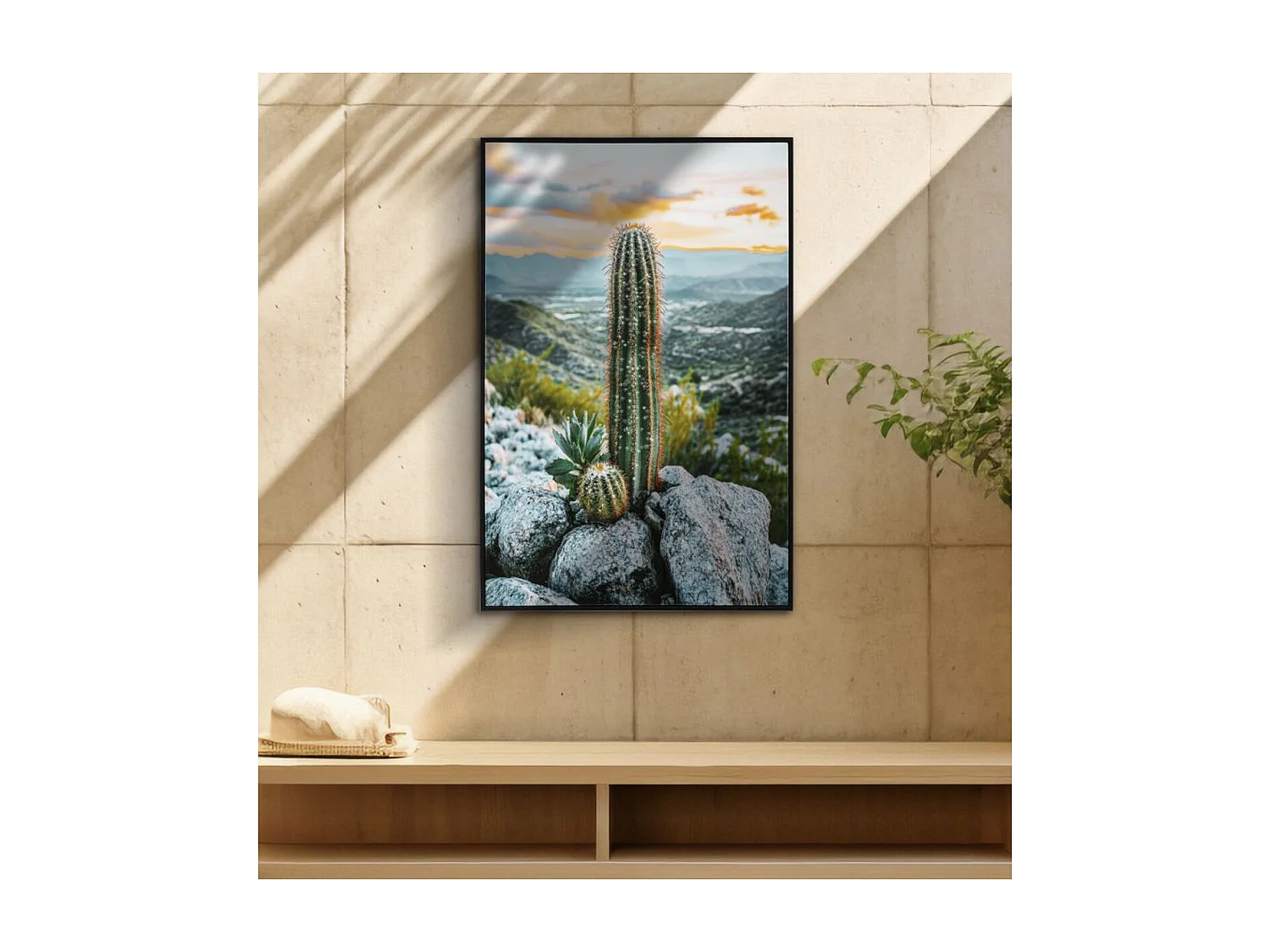 Wydruk na Płótnie z Ramą Kaktus, Wielokolorowy, 60x4x90 cm, Seven Design