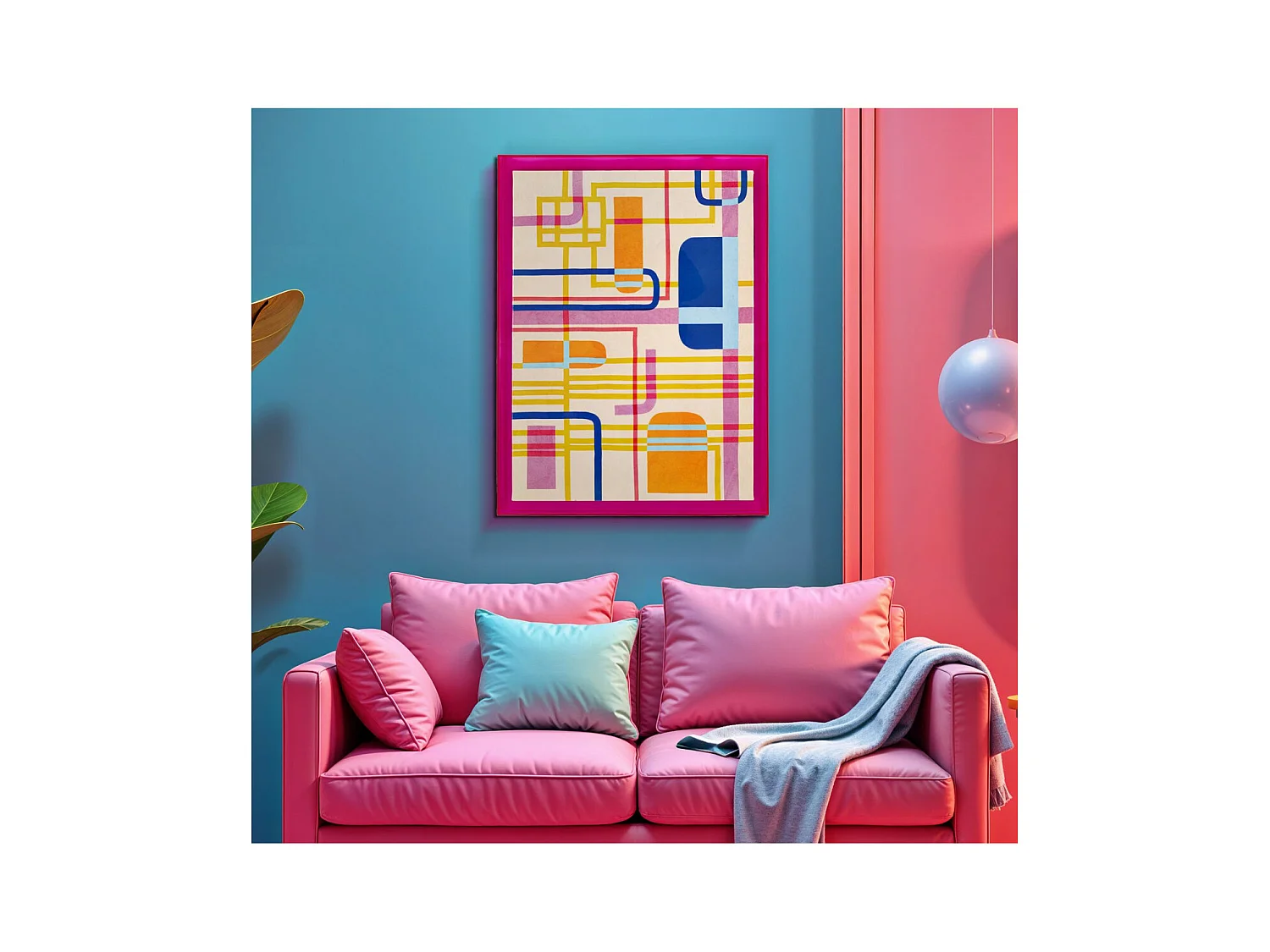 Impression sur Toile avec Cadre Psychédélique 2, Multicouleur, 60x3,3x80 cm, Seven Design