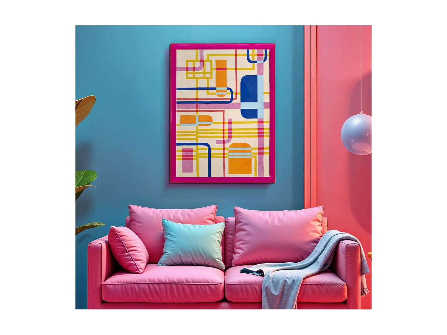 Impression sur Toile avec Cadre Psychédélique 2, Multicouleur, 60x3,3x80 cm, Seven Design