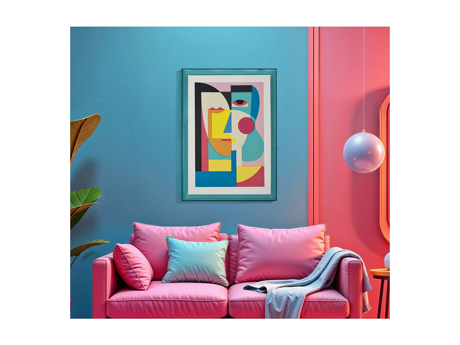 Afdrukken op Canvas met Lijst Psychedelisch 4, Veelkleurig, 50x3,3x70 cm, Seven Design