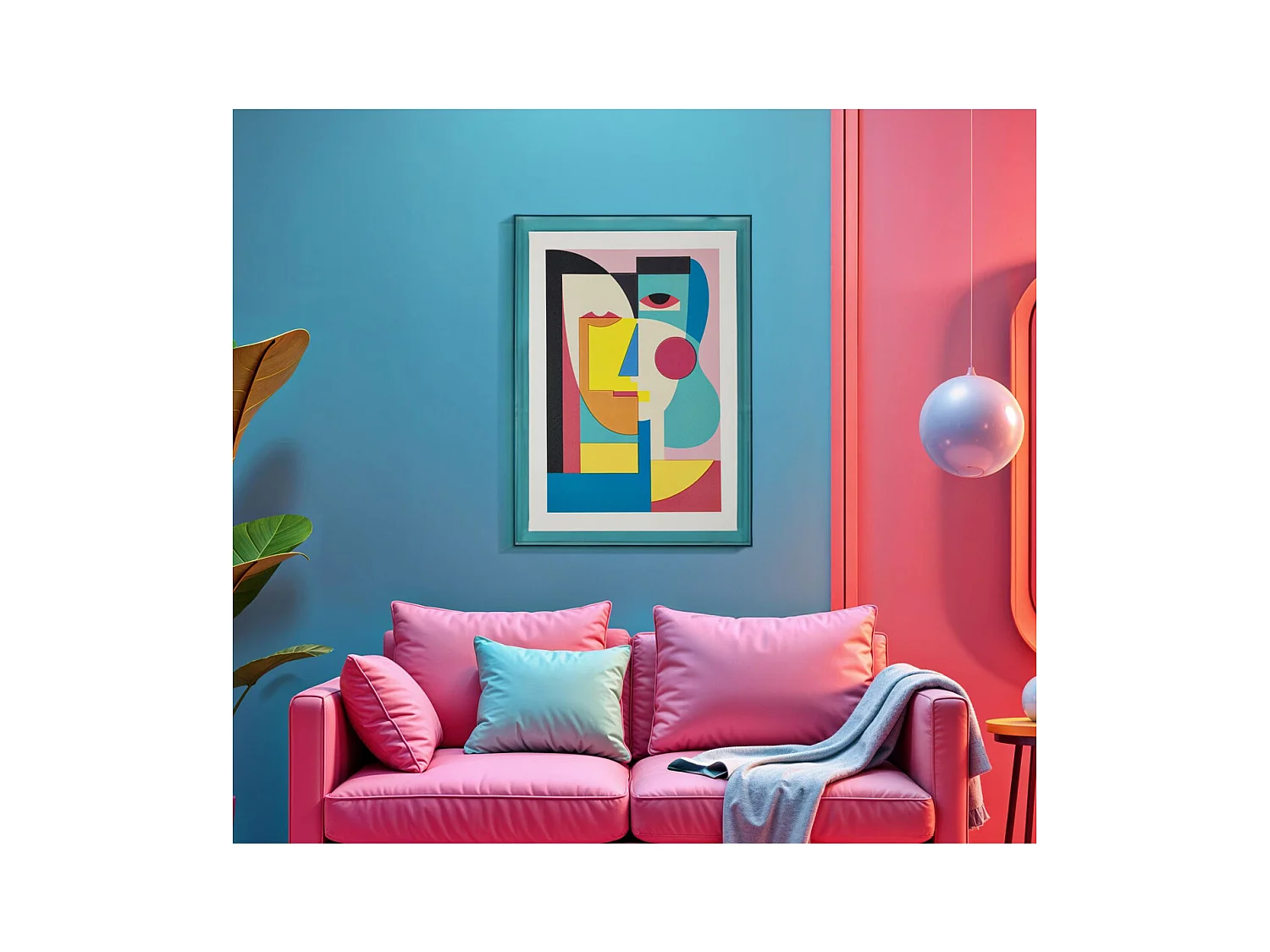 Impression sur Toile avec Cadre Psychédélique 4, Multicouleur, 50x3,3x70 cm, Epikasa