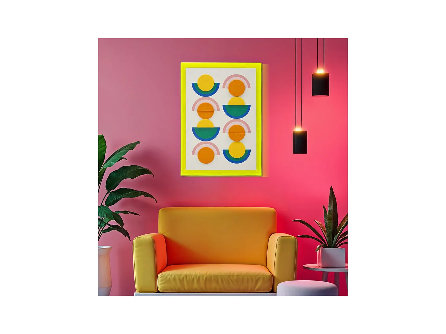 Afdrukken op Canvas met Lijst Psychedelisch 7, Veelkleurig, 50x3,3x70 cm, Seven Design