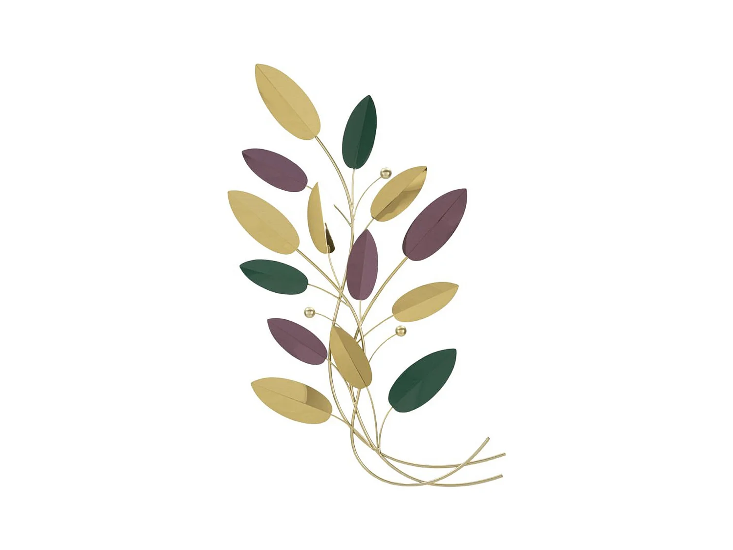 Décoration 3D en Métal Feuilles 1, Multicouleur, 59x3,8x98,4 cm, Seven Design