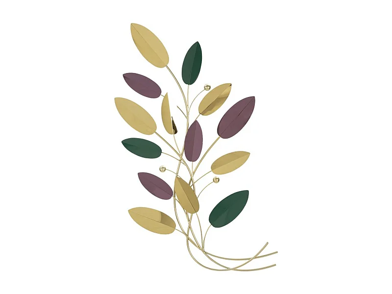 Metalowa Dekoracja 3D Liść 1, Wielokolorowy, 59x3,8x98,4 cm, Seven Design